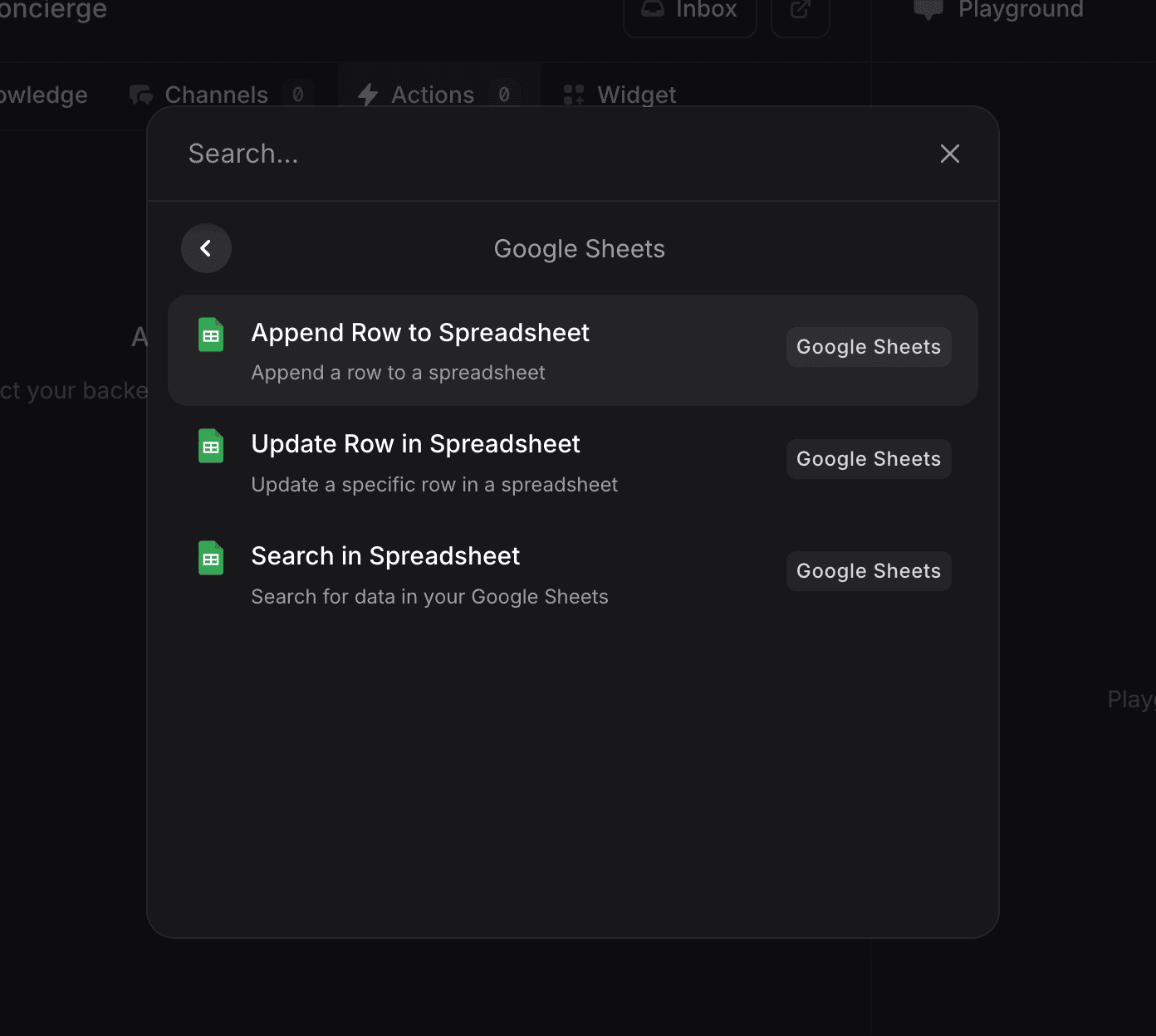 Google Sheets Actions