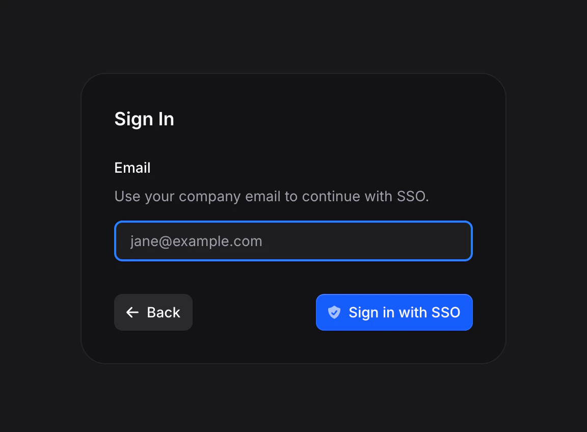 Dedicated Sign in with SSO screen