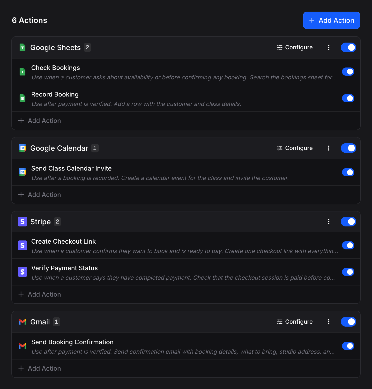 Configured Actions