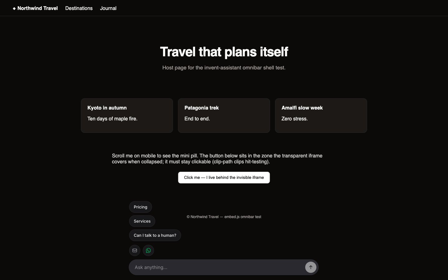 Omnibar focused with suggested messages and channels