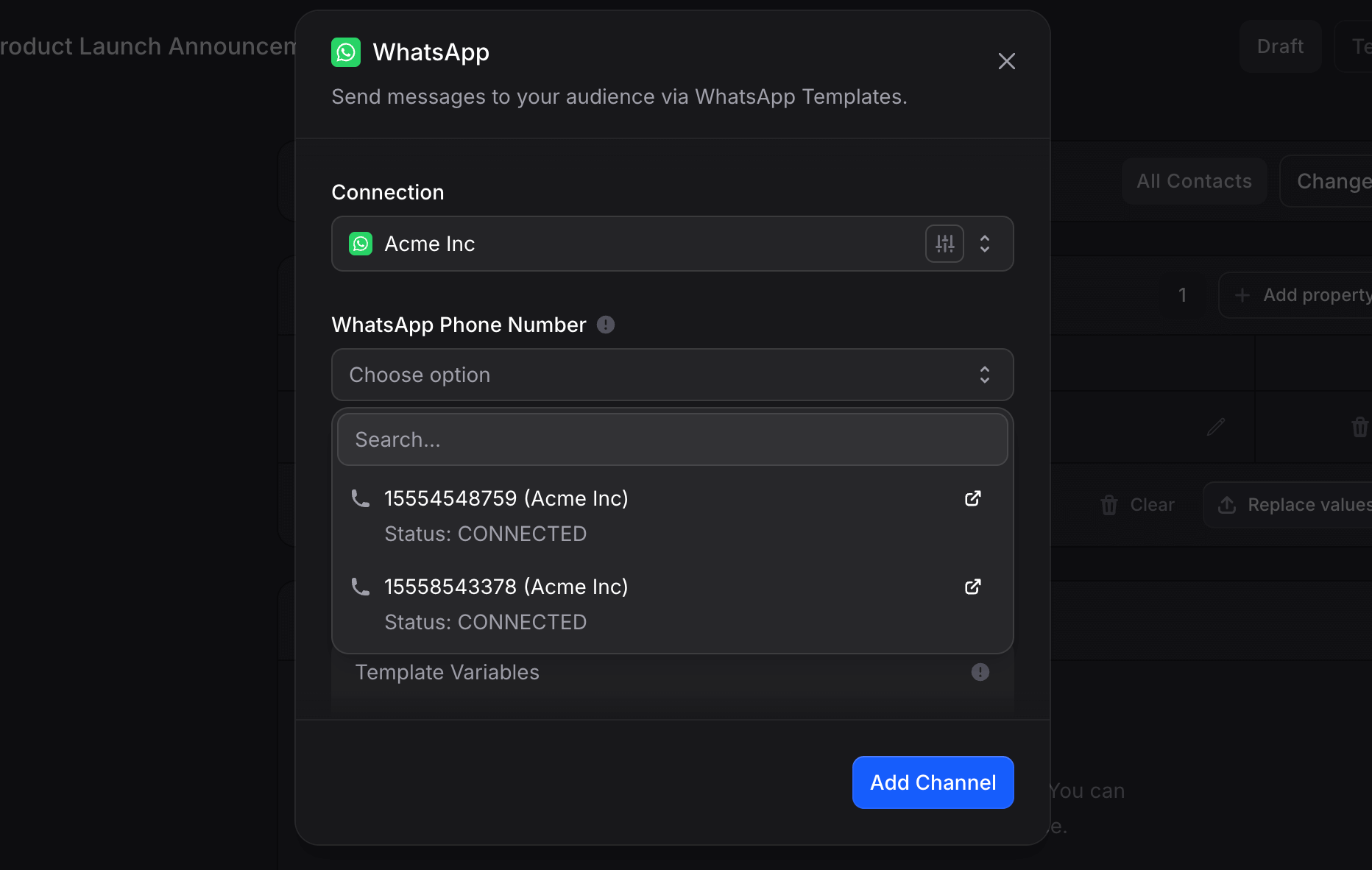 WhatsApp Channel Setup