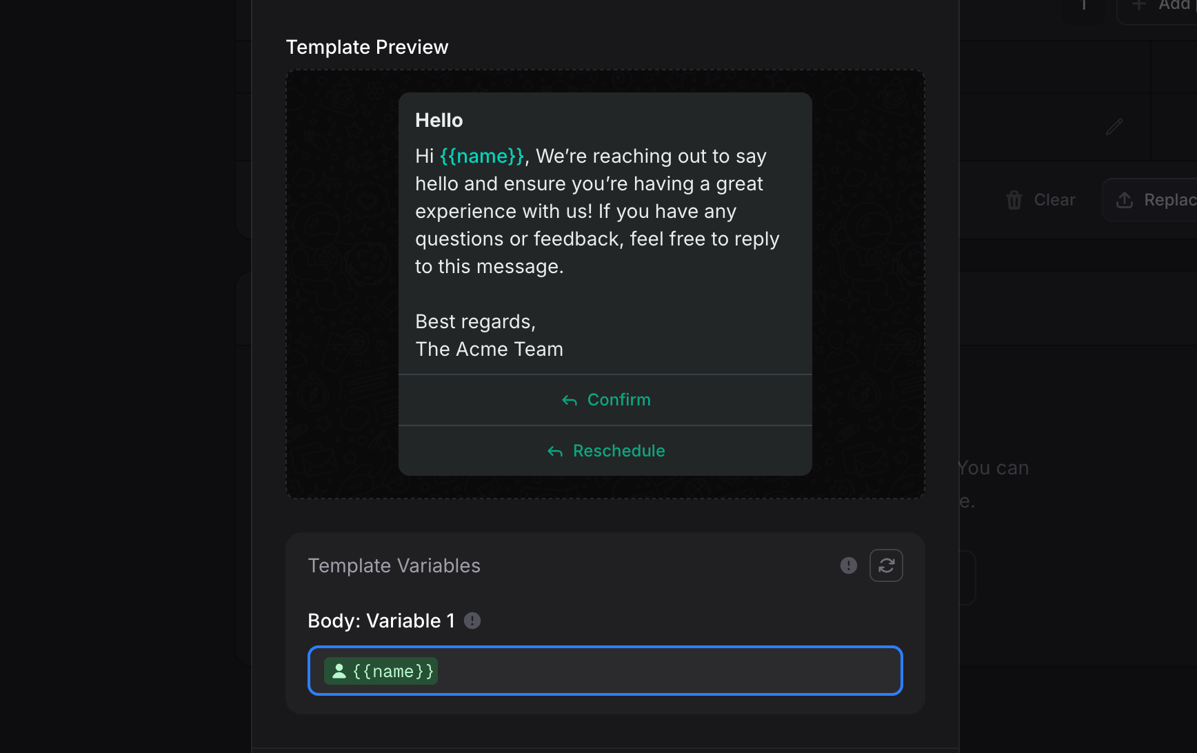 WhatsApp Template Variables
