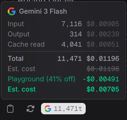 Token breakdown in the Playground