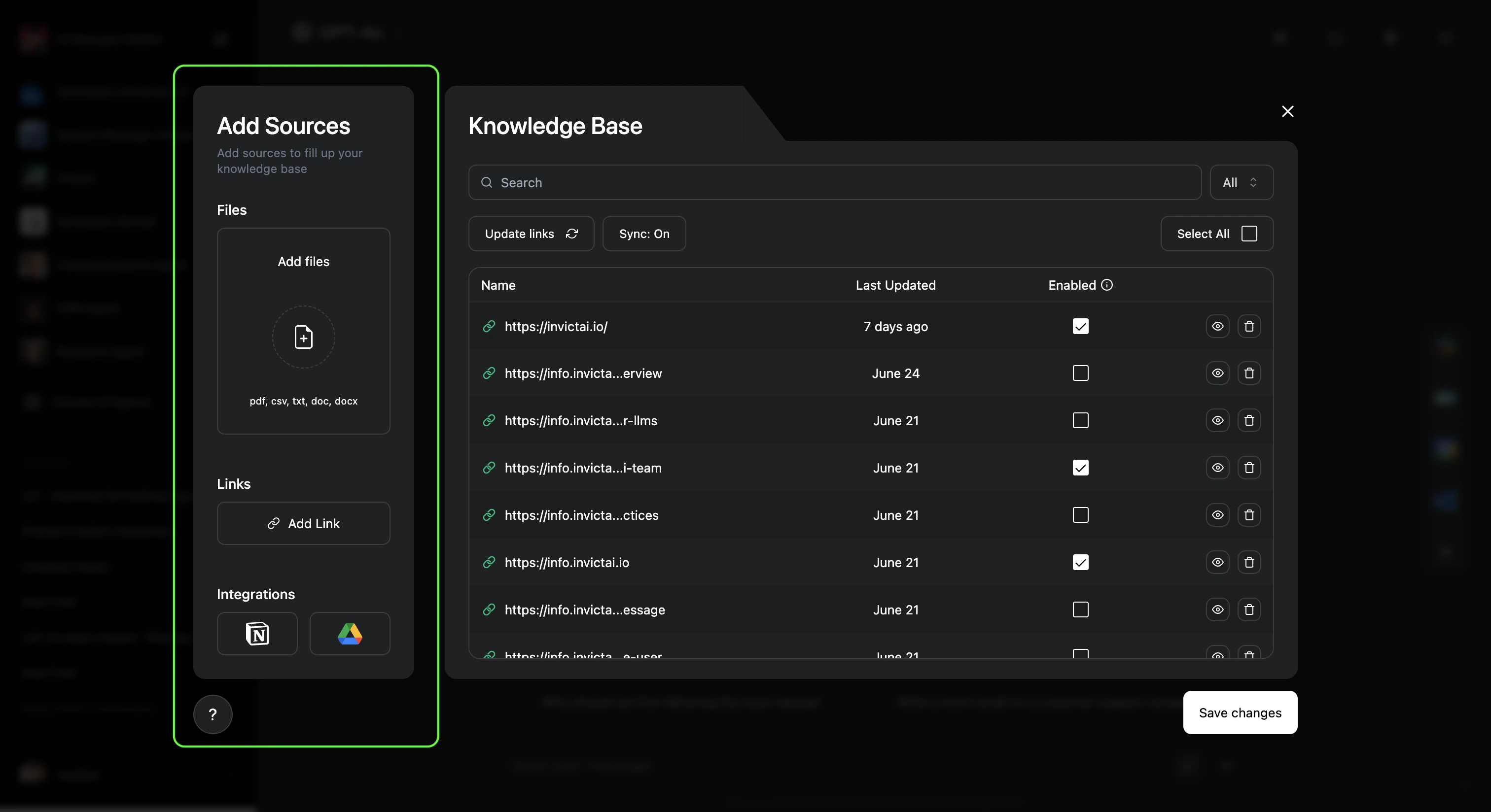 Knowledge Base Upload
