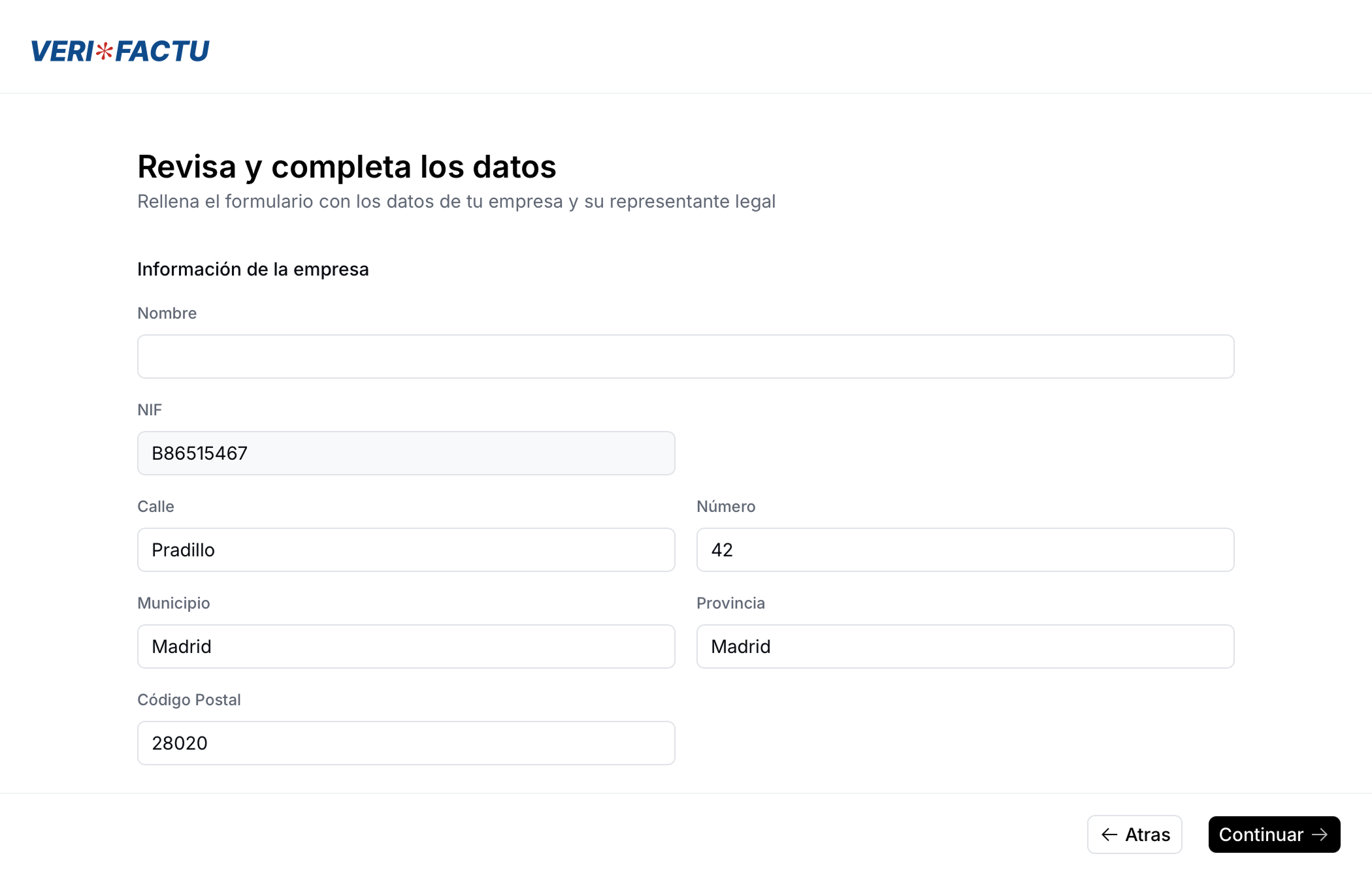 Supplier registration wizard