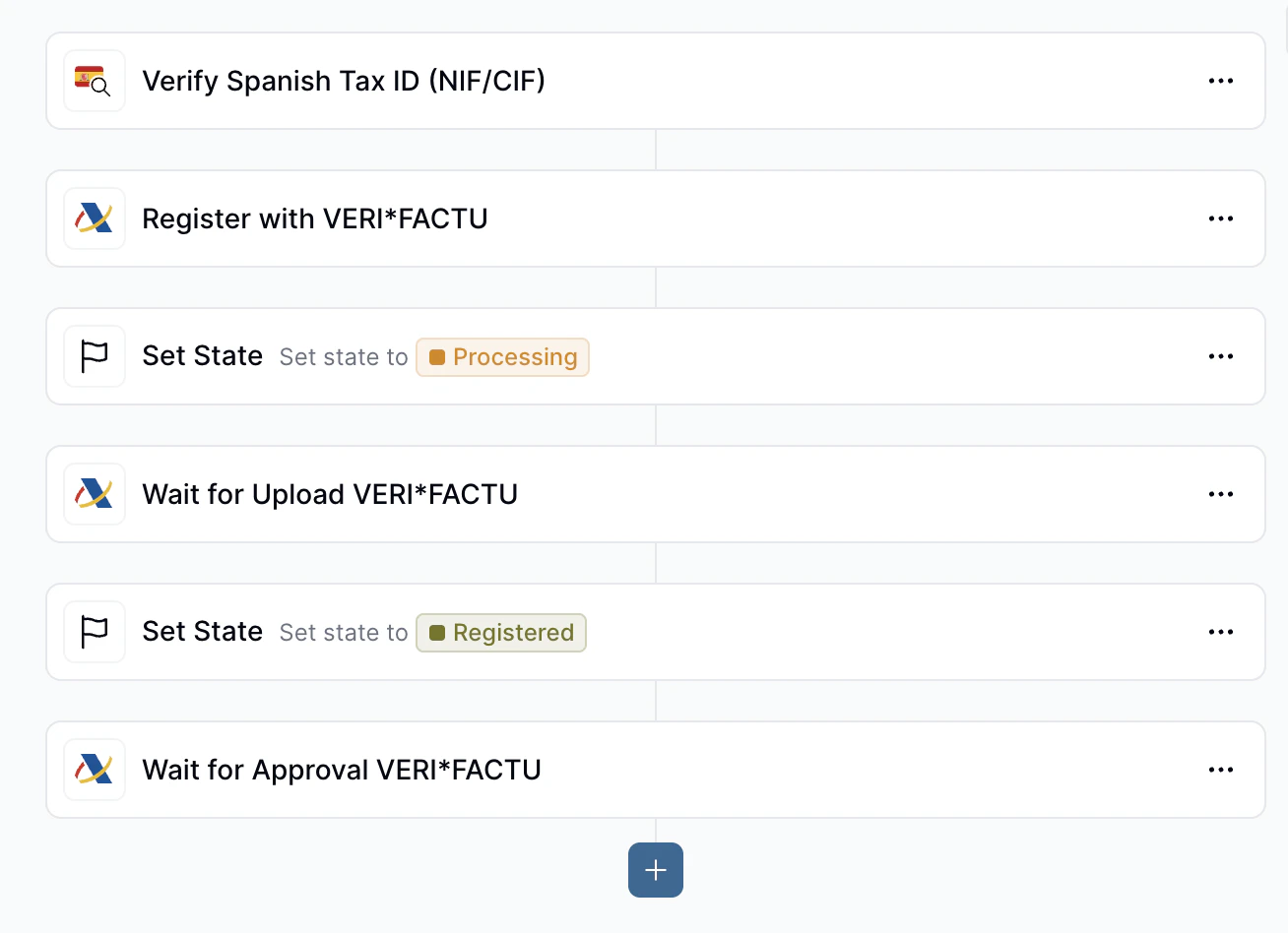 Example of a party workflow using Verify Spanish Tax ID (NIF/CIF)