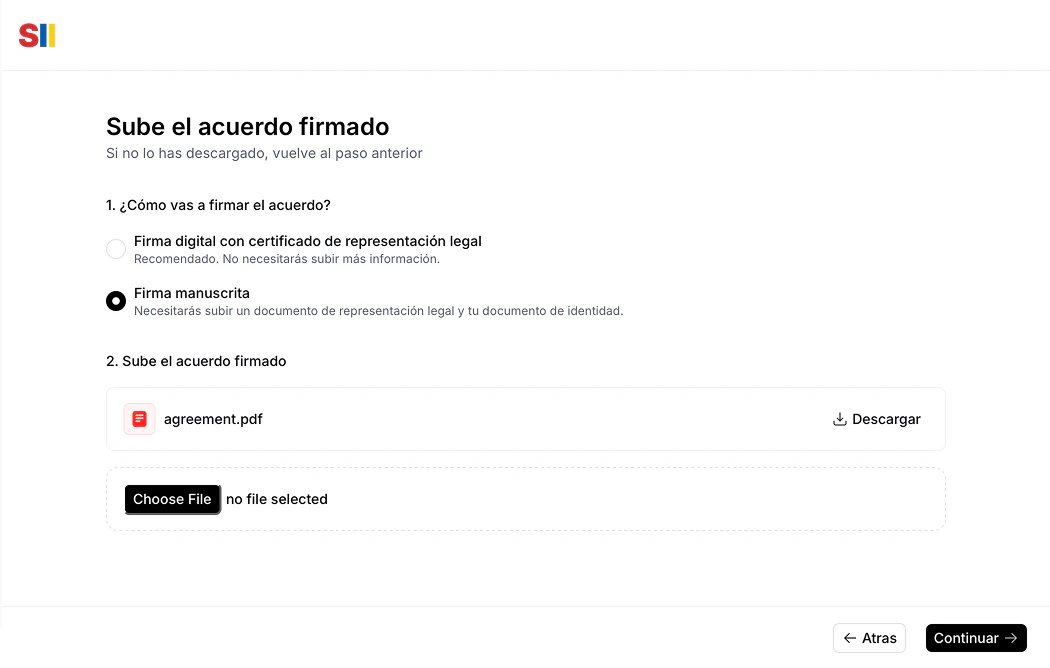 Supplier registration wizard