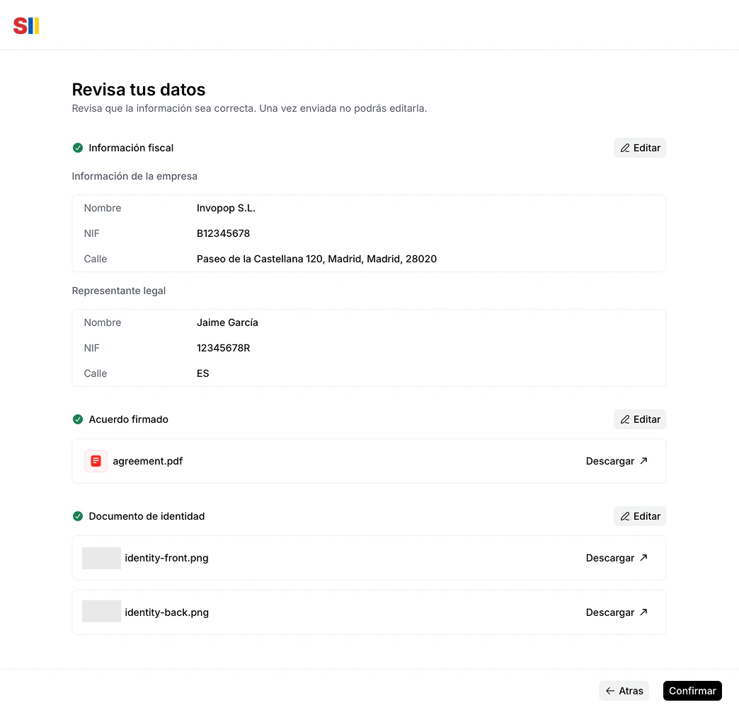 Supplier registration wizard