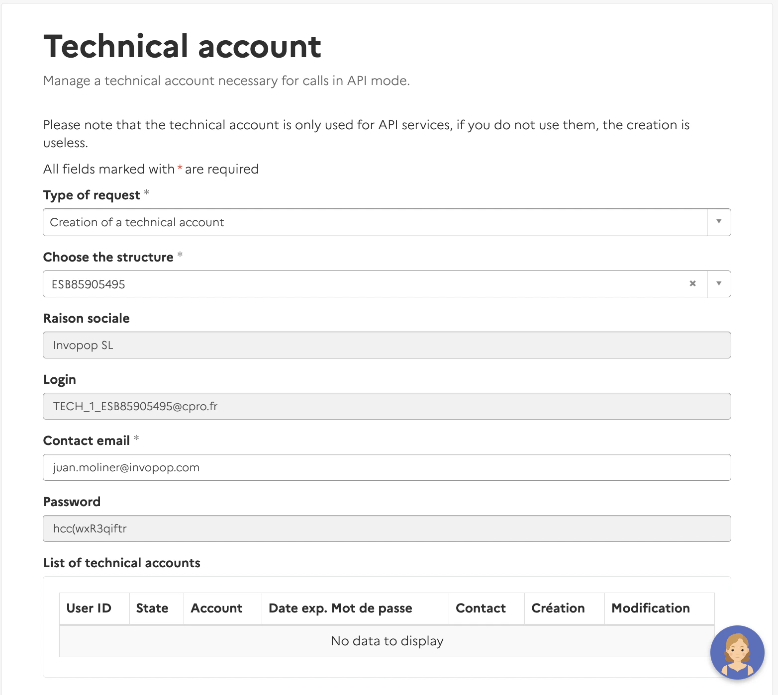 Technical Account Creation