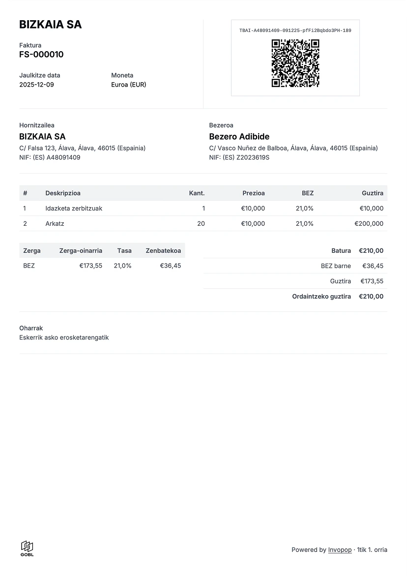 Example PDF invoice