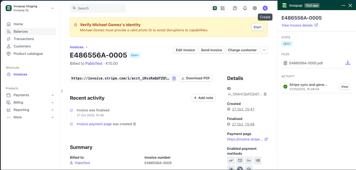 stripe invoice status