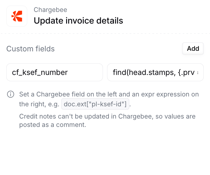 Update invoice details step configuration