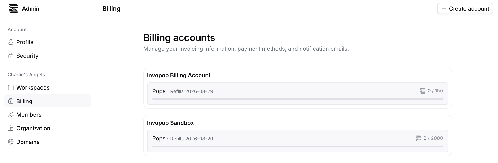 Billing Accounts List