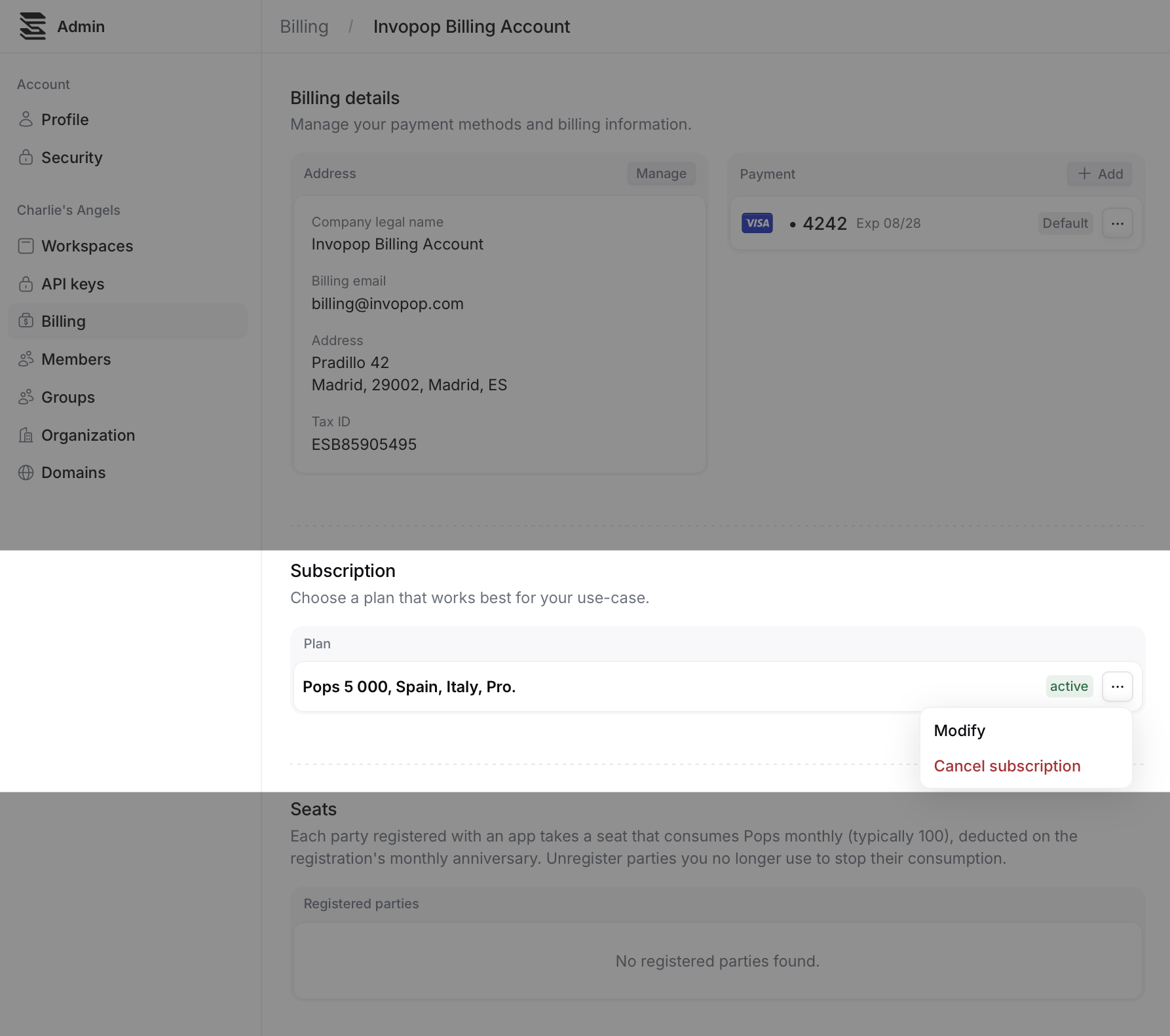 Billing Modify Subscription