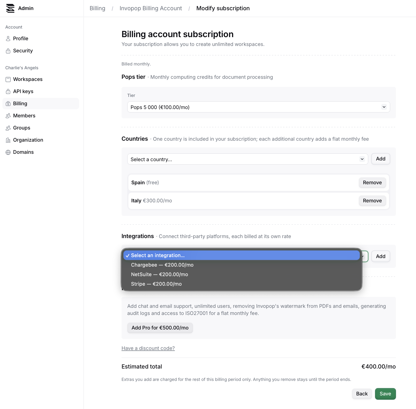 Billing Subscription Products