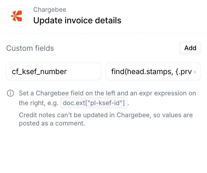 Update invoice details step configuration