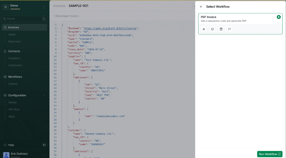 Run workflow