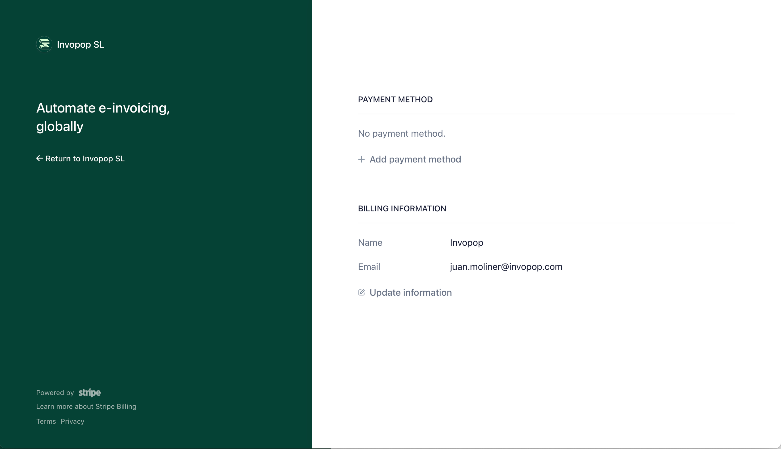 Stripe screenshot