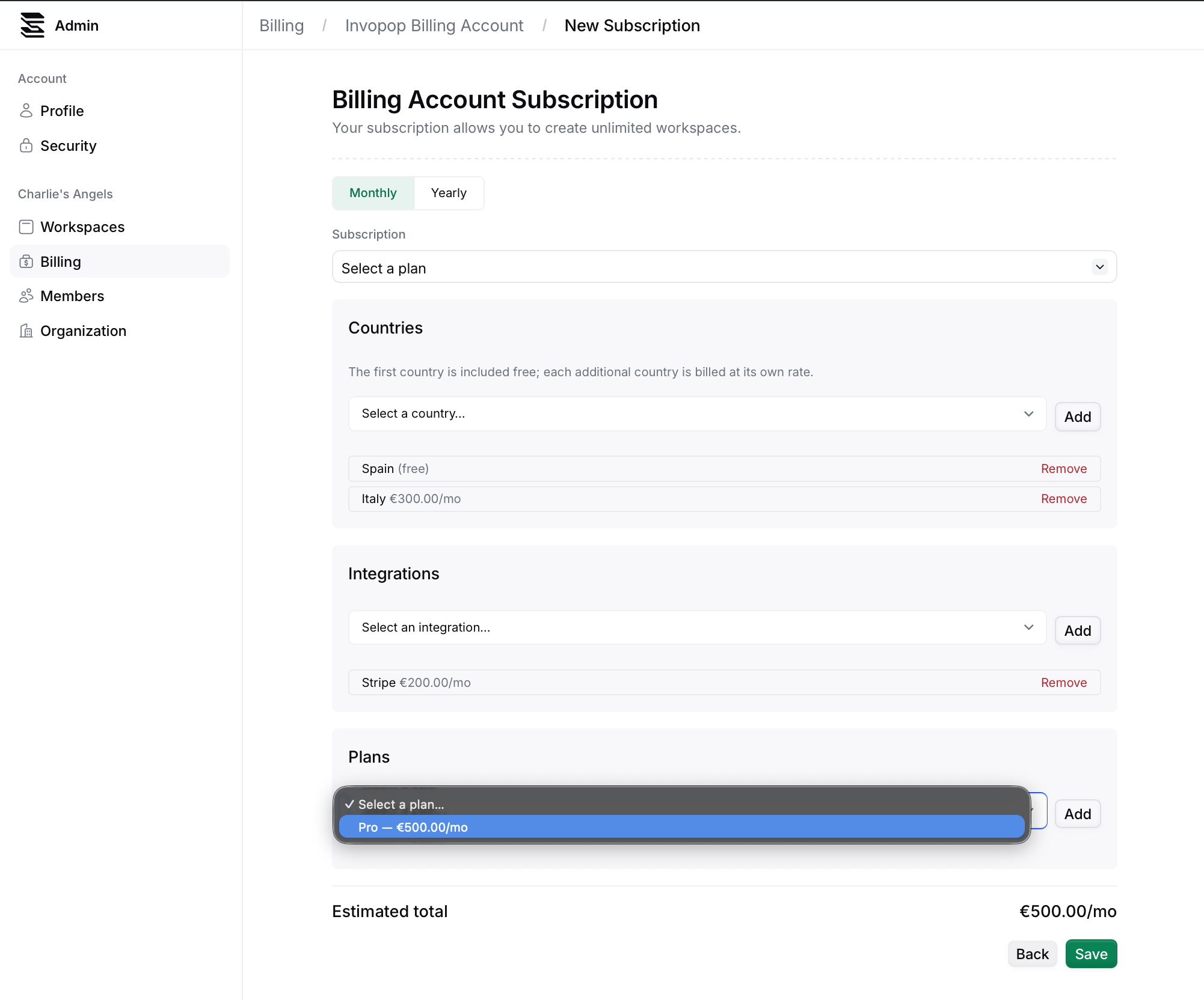 Subscription products: countries, integrations, and plans