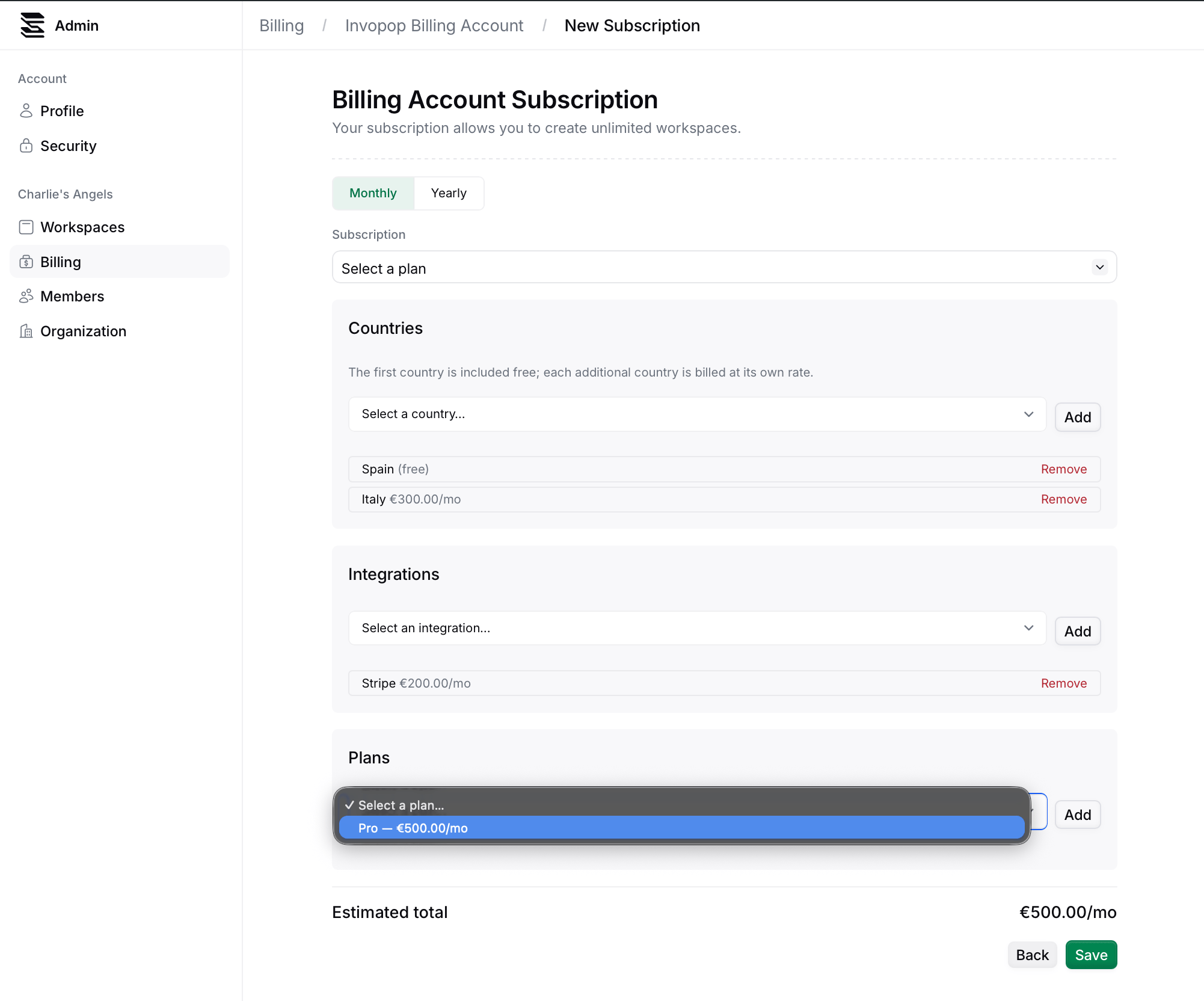 Subscription products: countries, integrations, and plans