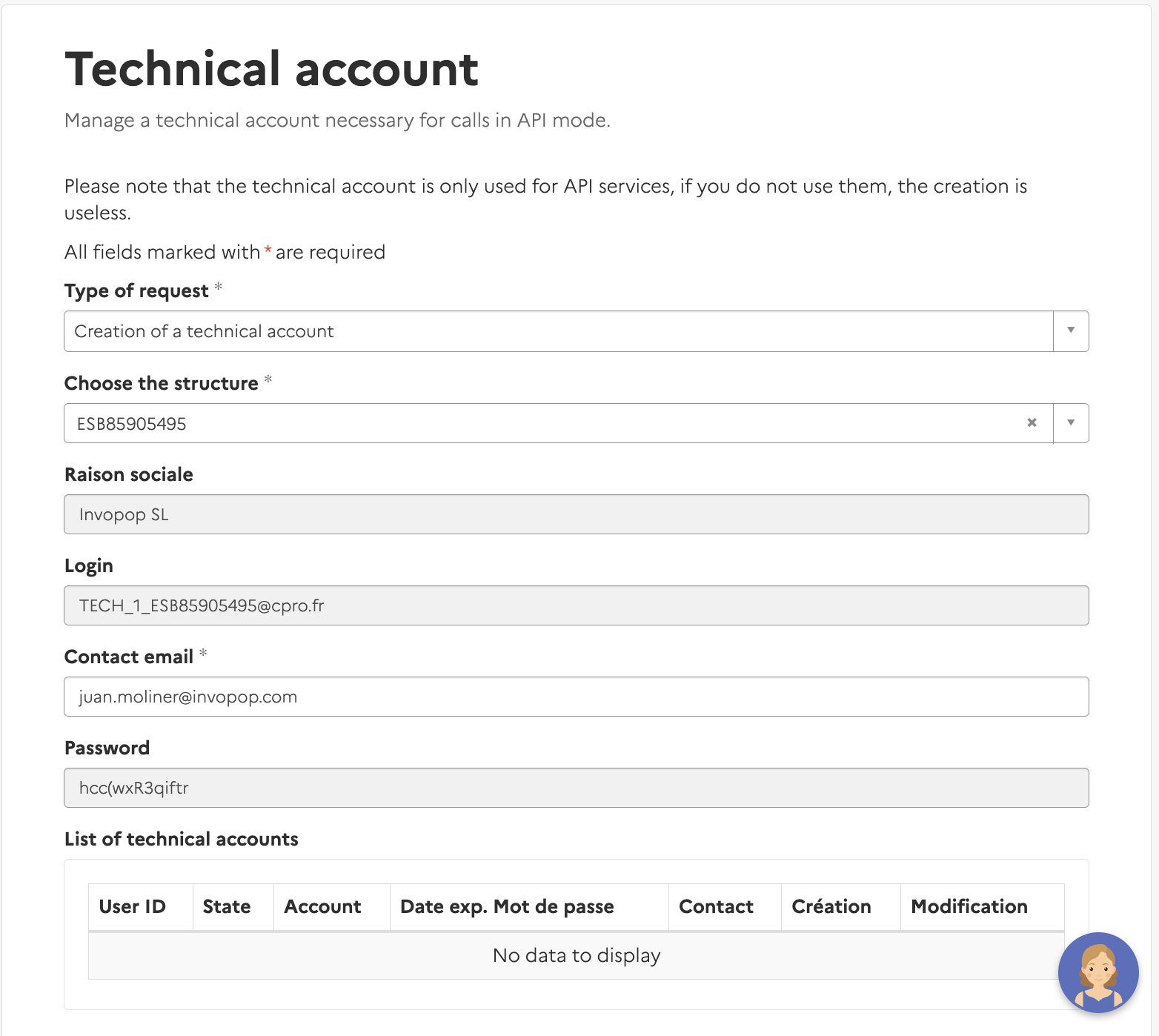 Technical Account Creation