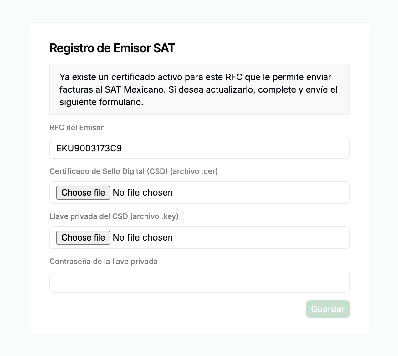 Issuer Registration Form