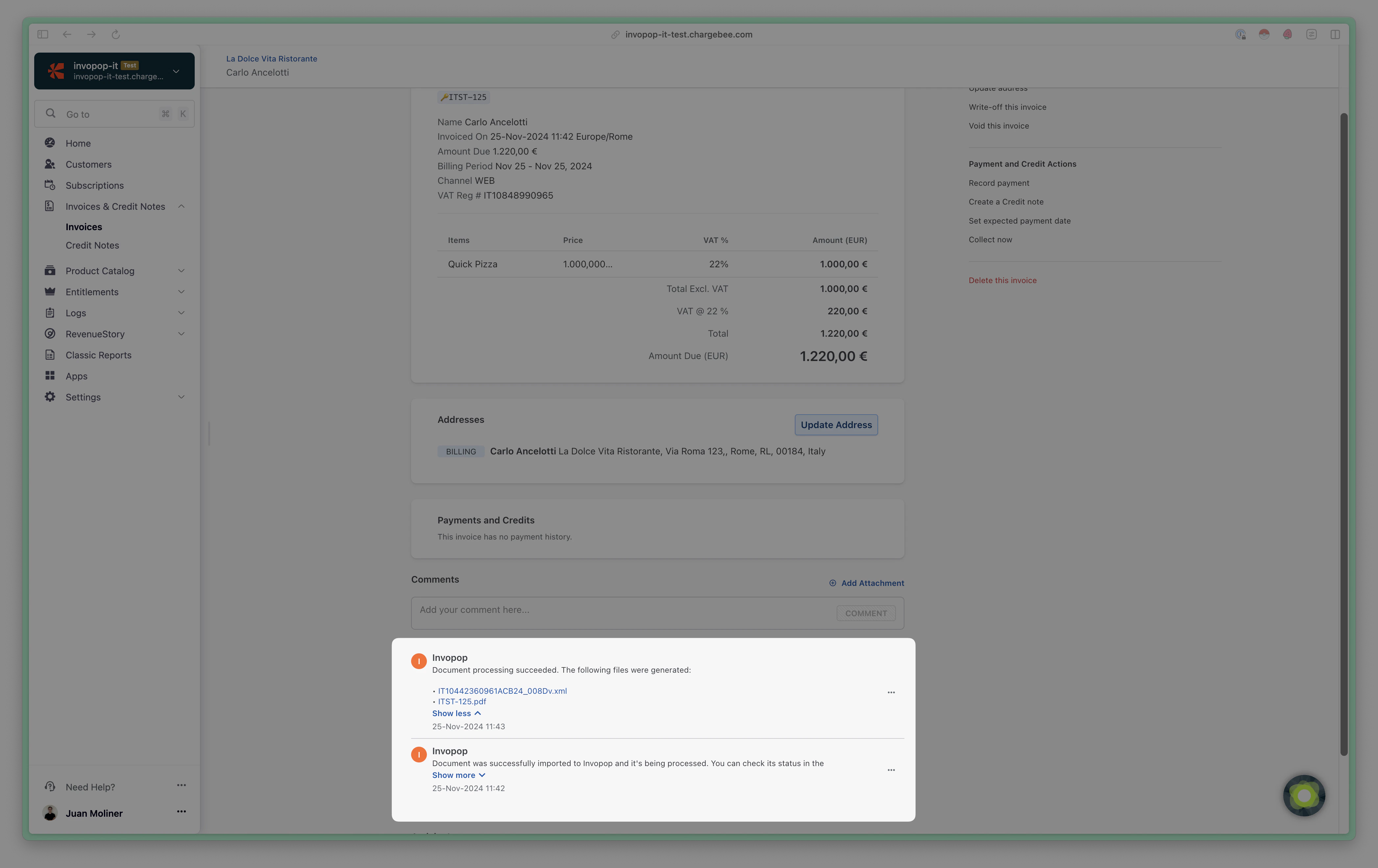 chargebee invoice