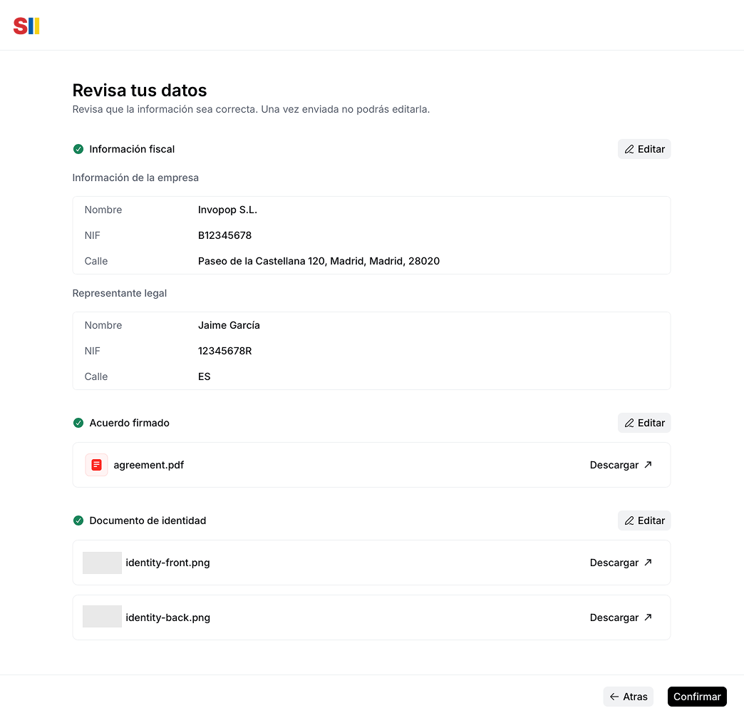 Supplier registration wizard
