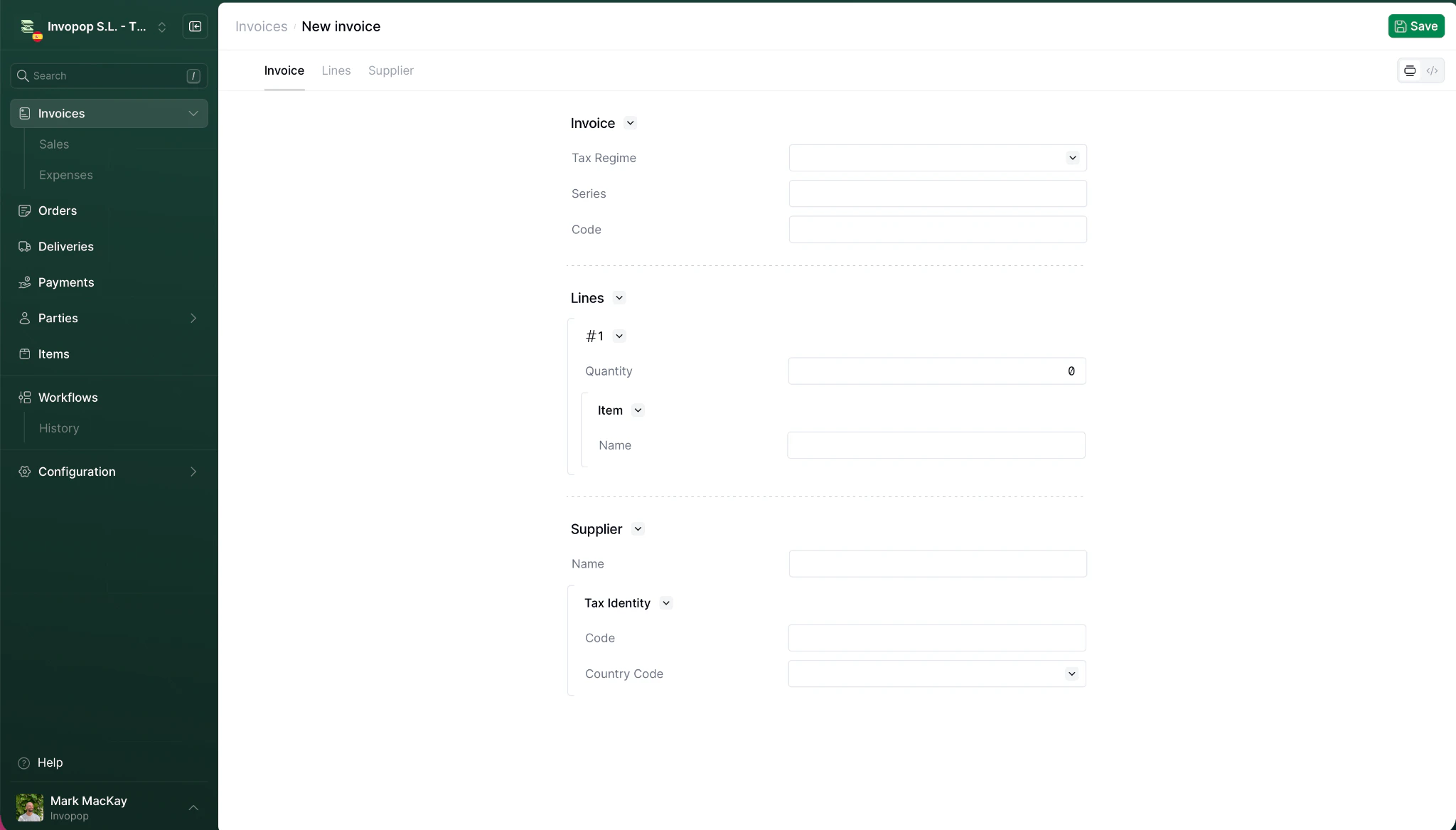 Invoice editor