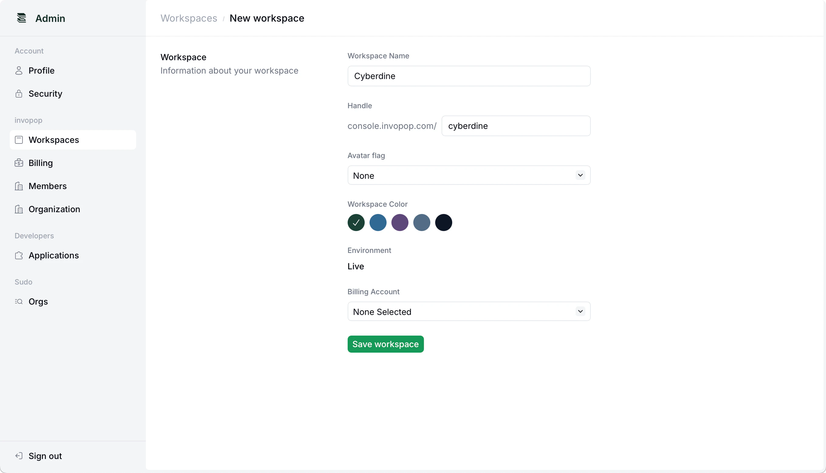 Create your live workspace