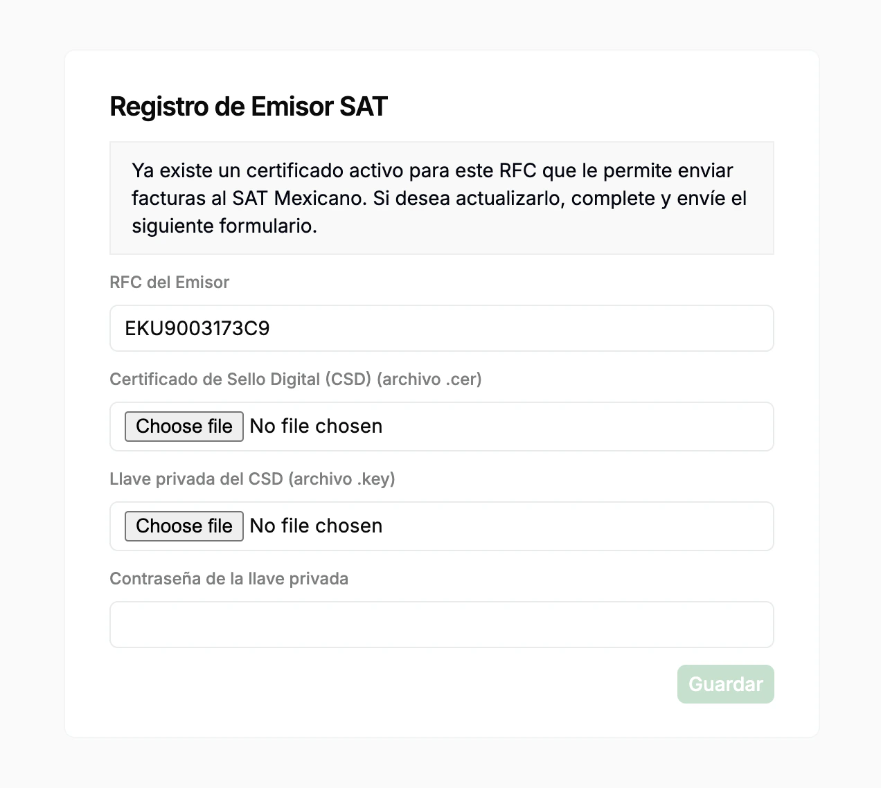 Issuer Registration Form