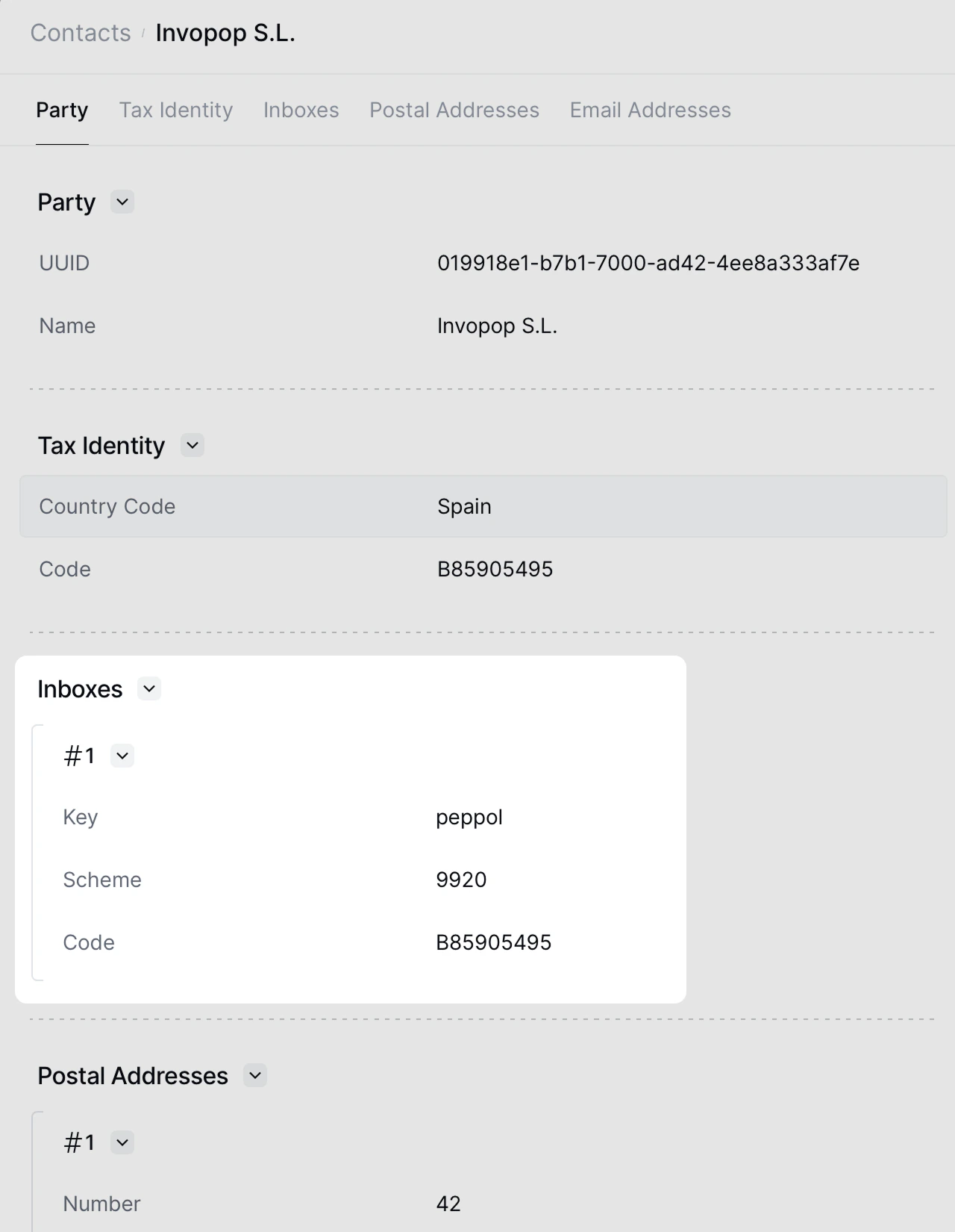 Peppol inboxes