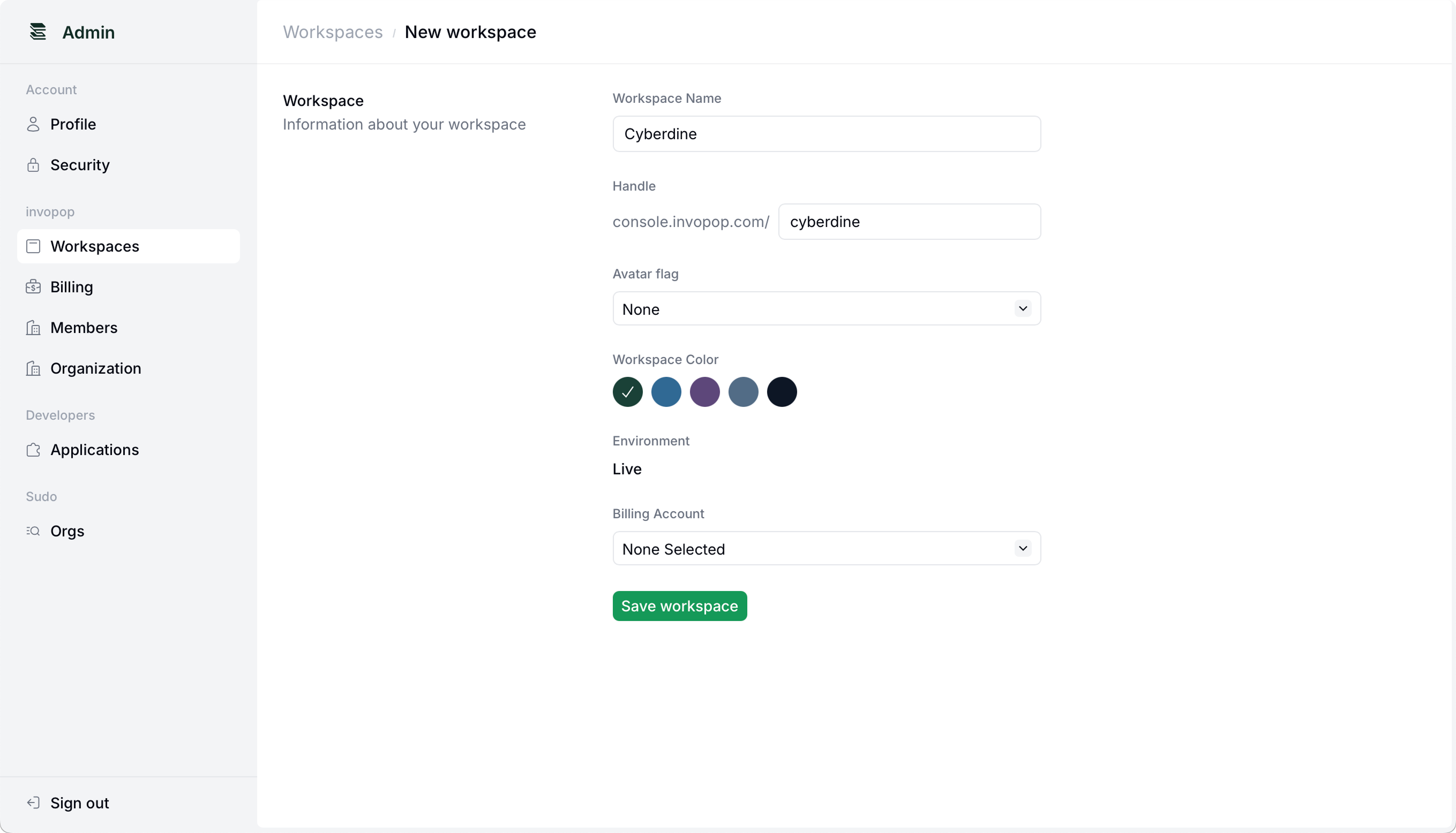 Create your live workspace