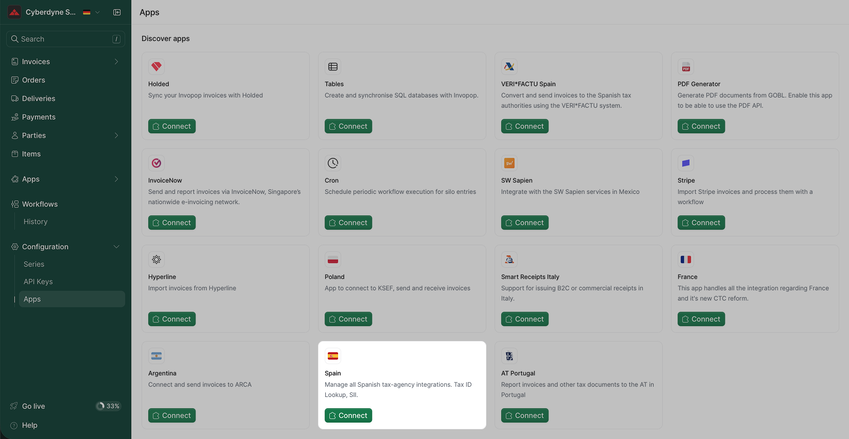 Spain app connected
