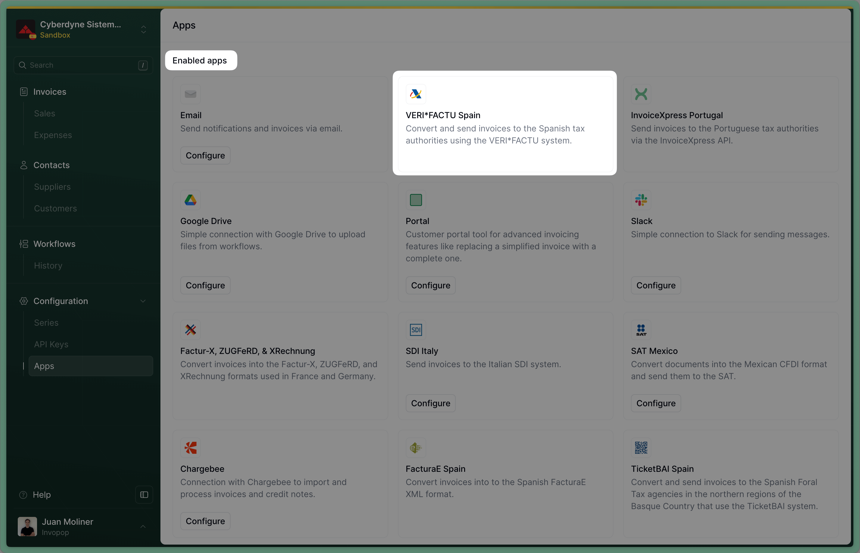 VERI*FACTU app connected