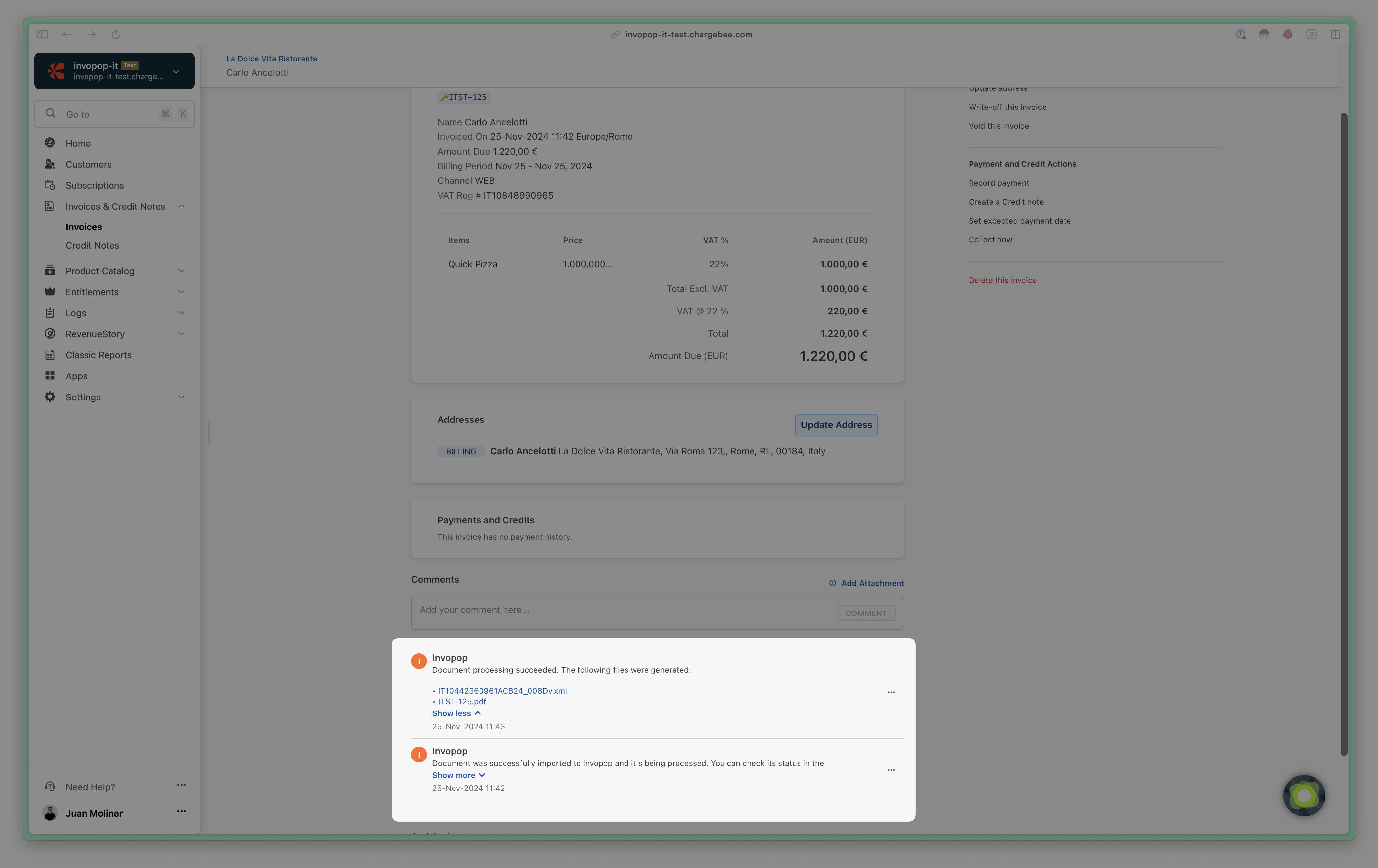 chargebee invoice