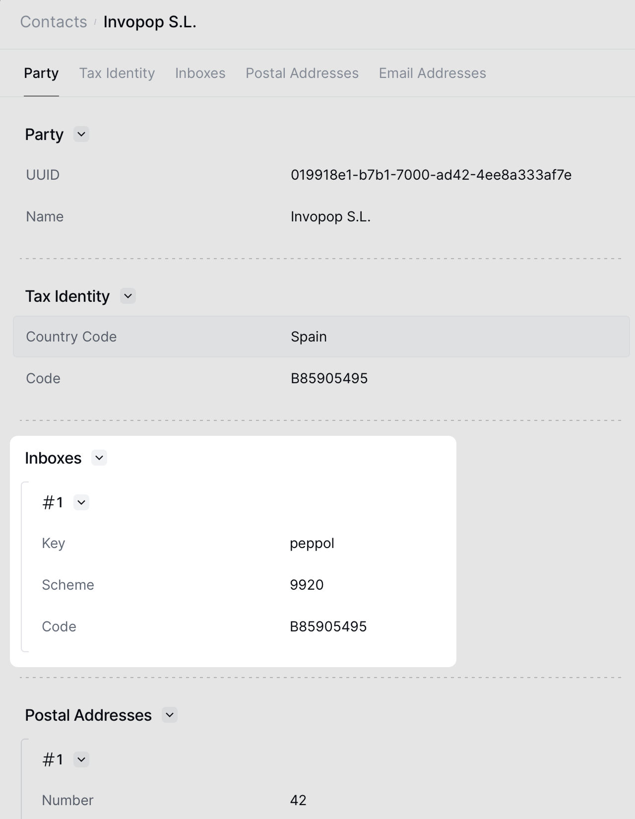 Peppol inboxes