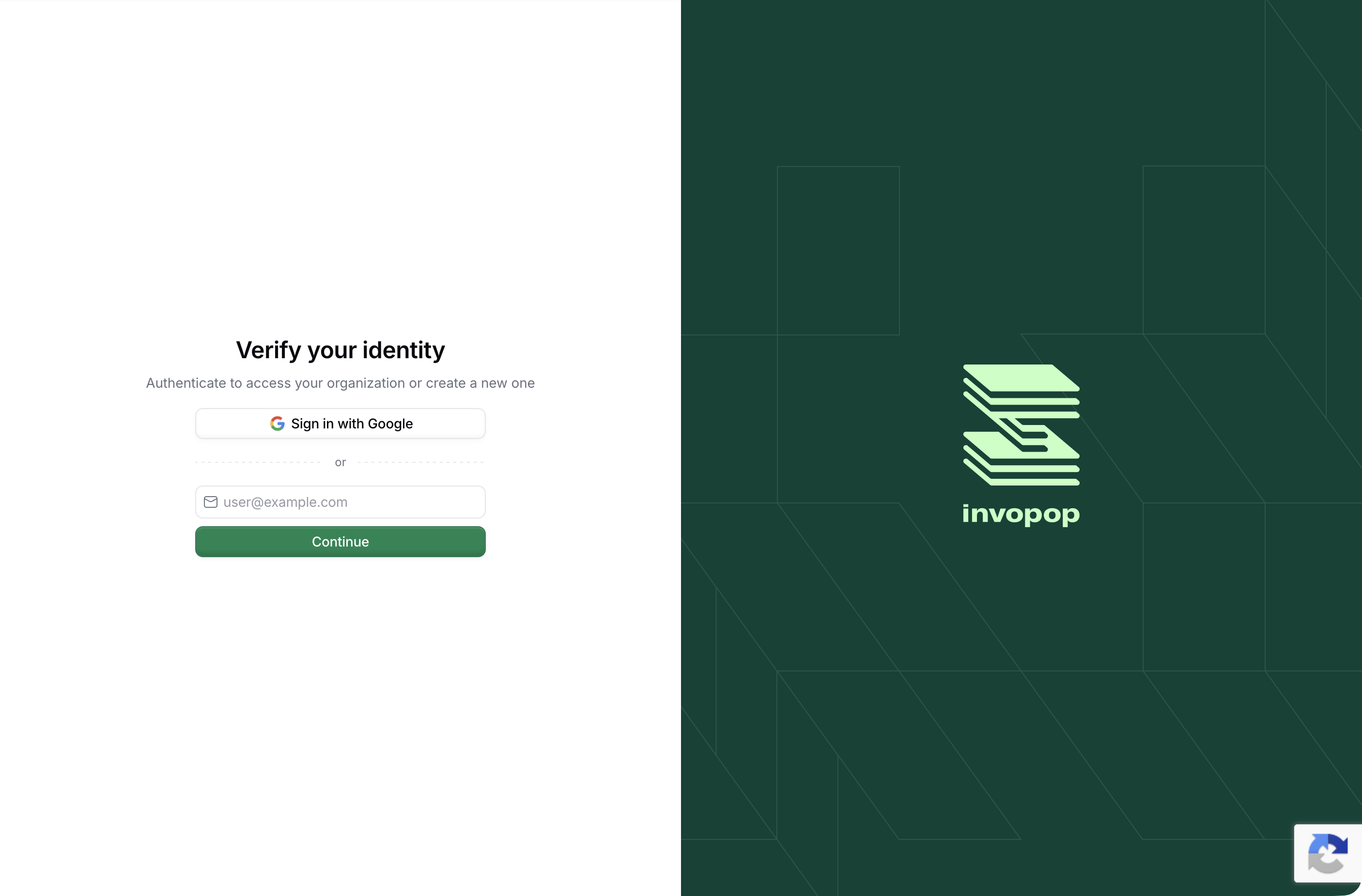 Sign-in page with Google and email options