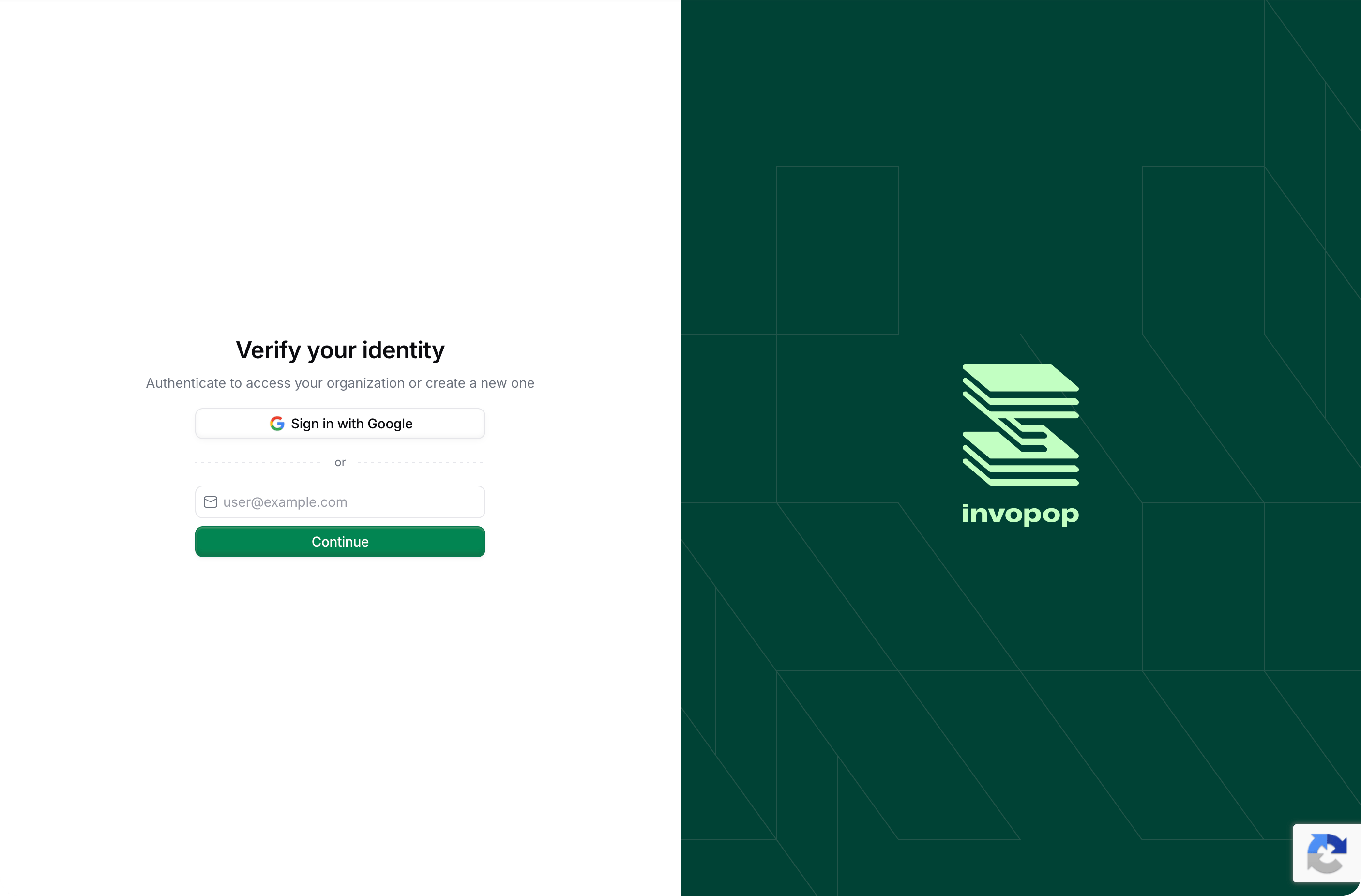 Sign-in page with Google and email options
