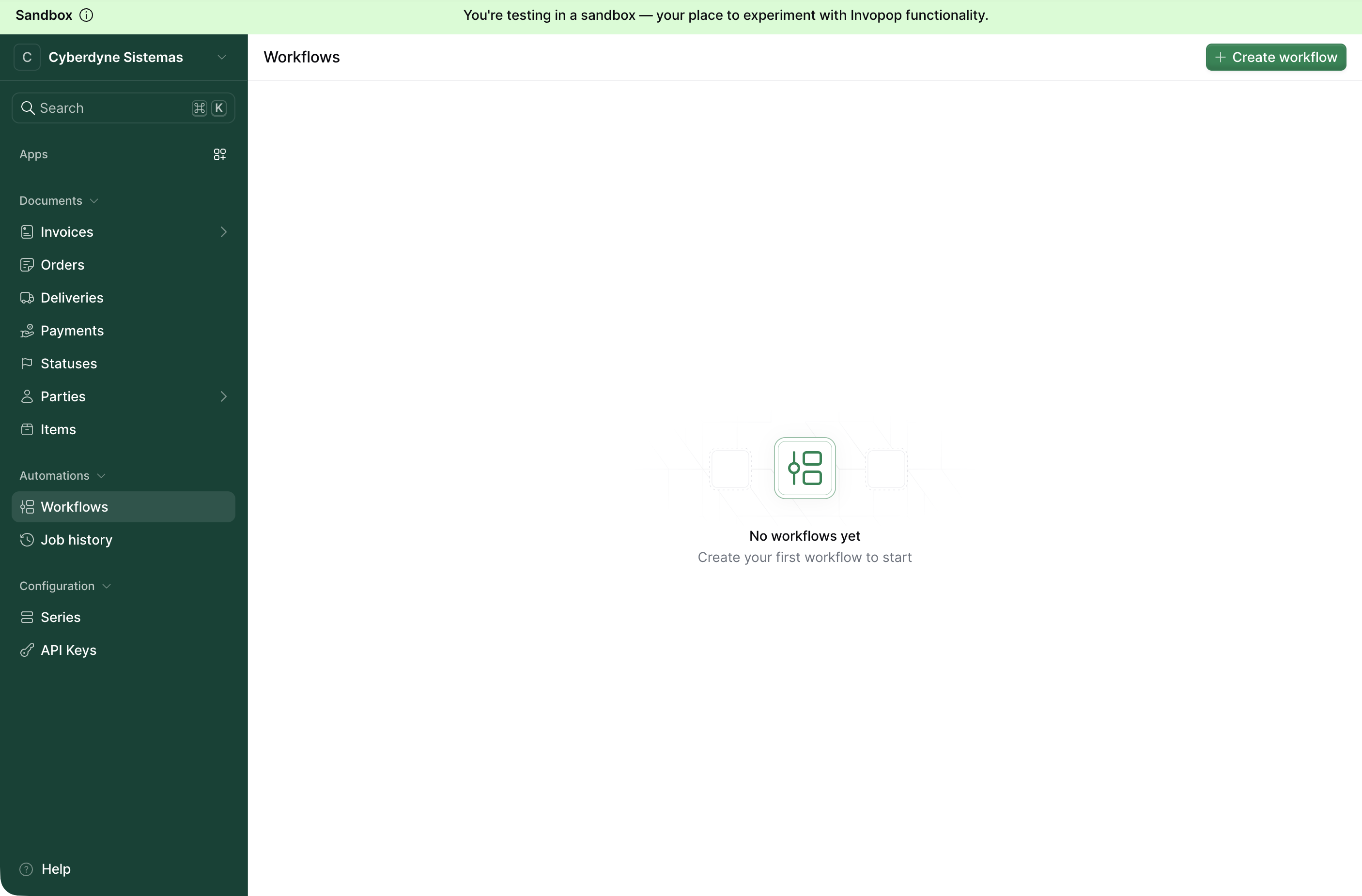 Empty workflows list