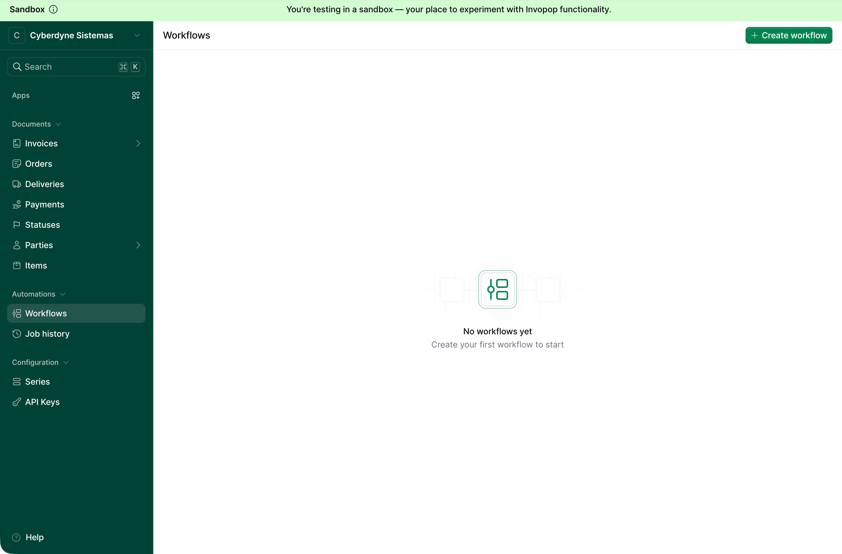 Empty workflows list