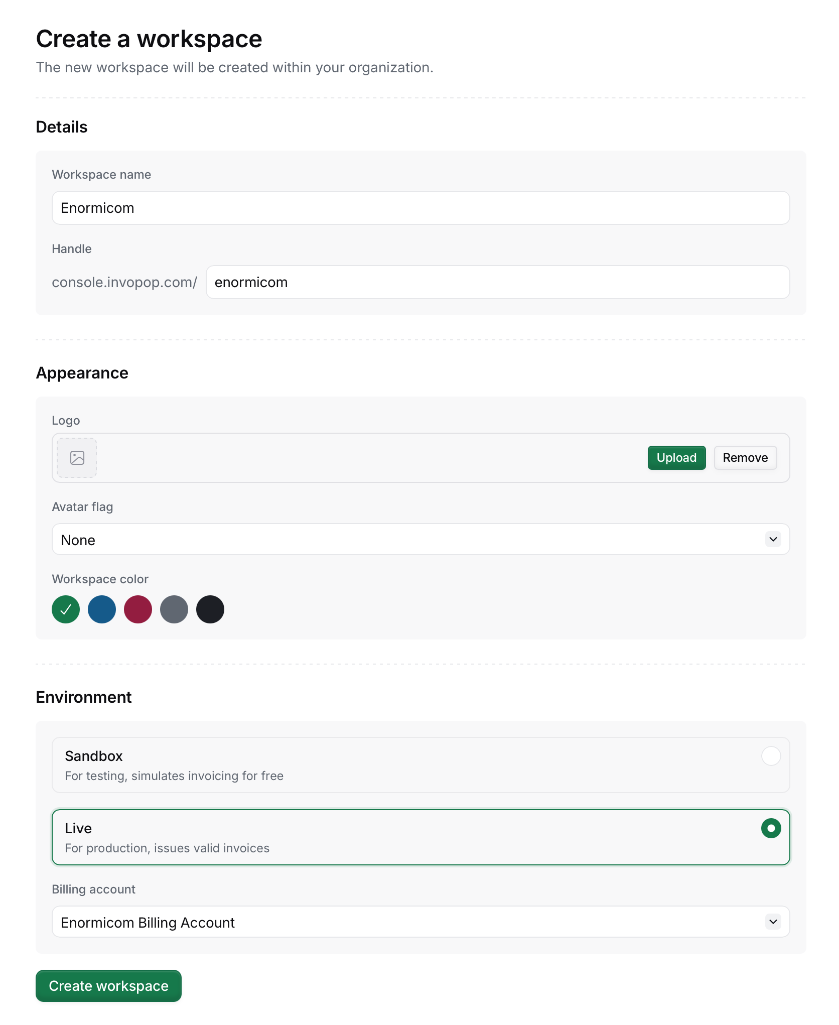 Create your live workspace