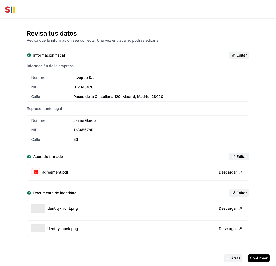 Supplier registration wizard