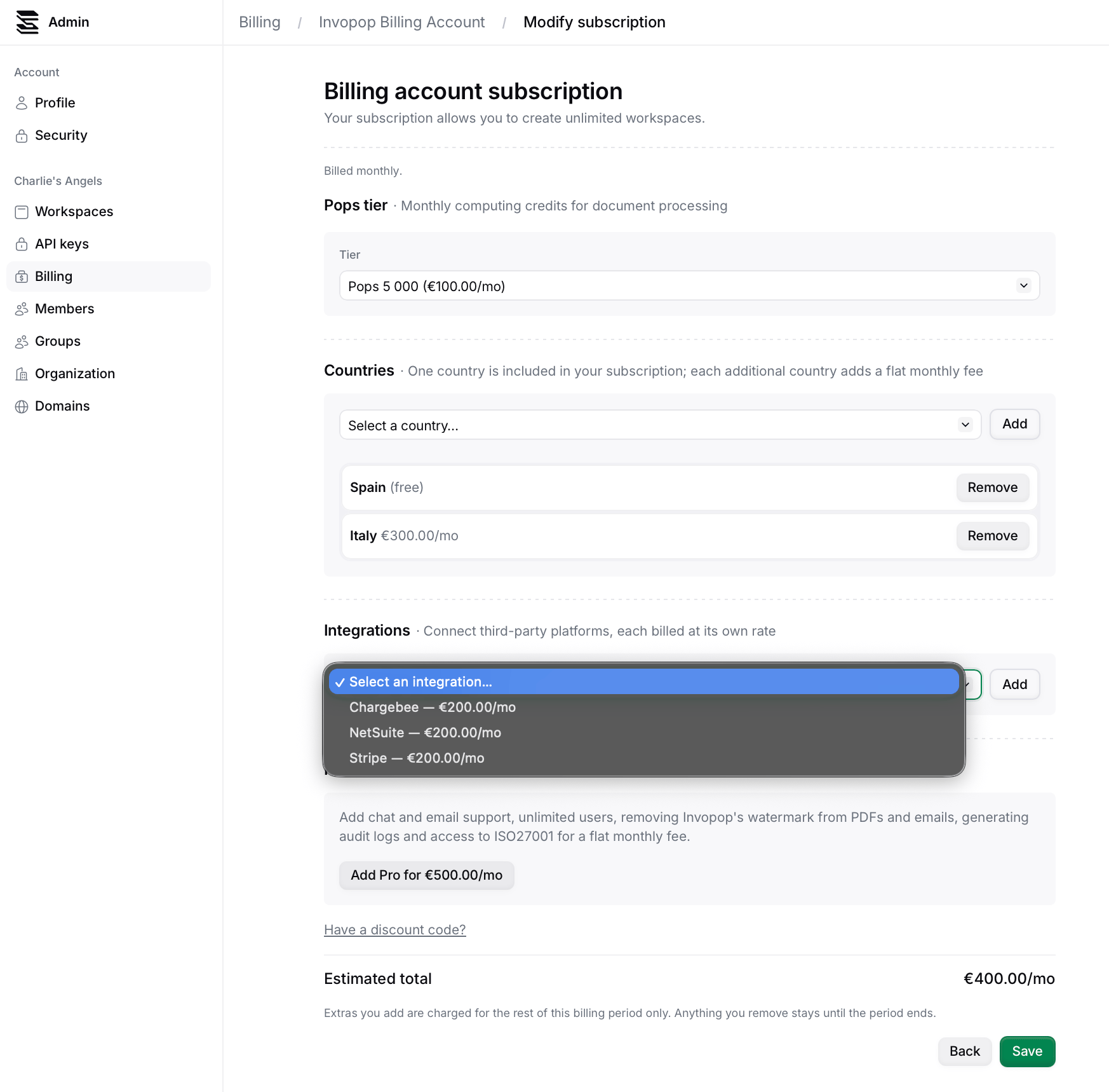 Billing Subscription Products