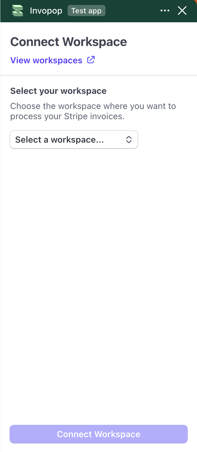 stripe select workspace