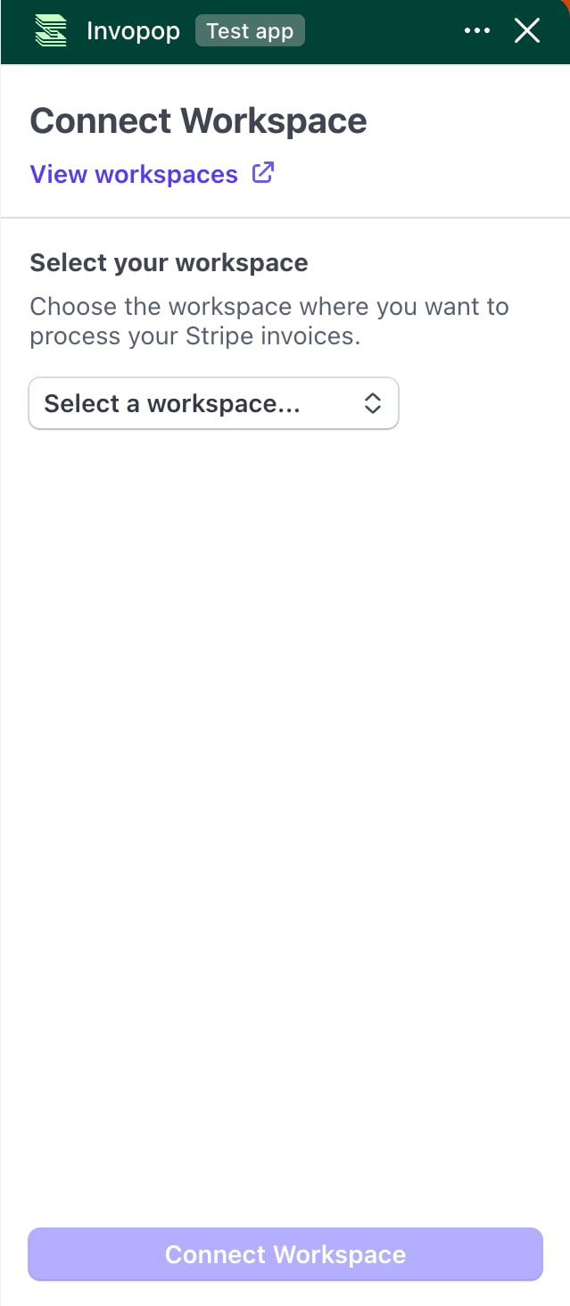 stripe select workspace