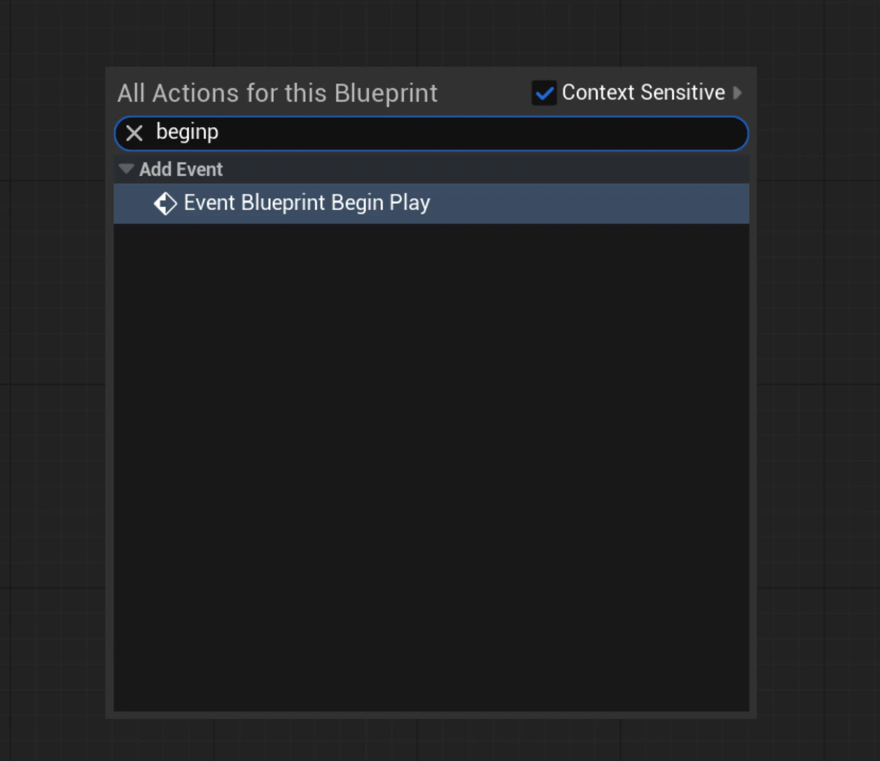 Adding the Event Blueprint Begin Play node