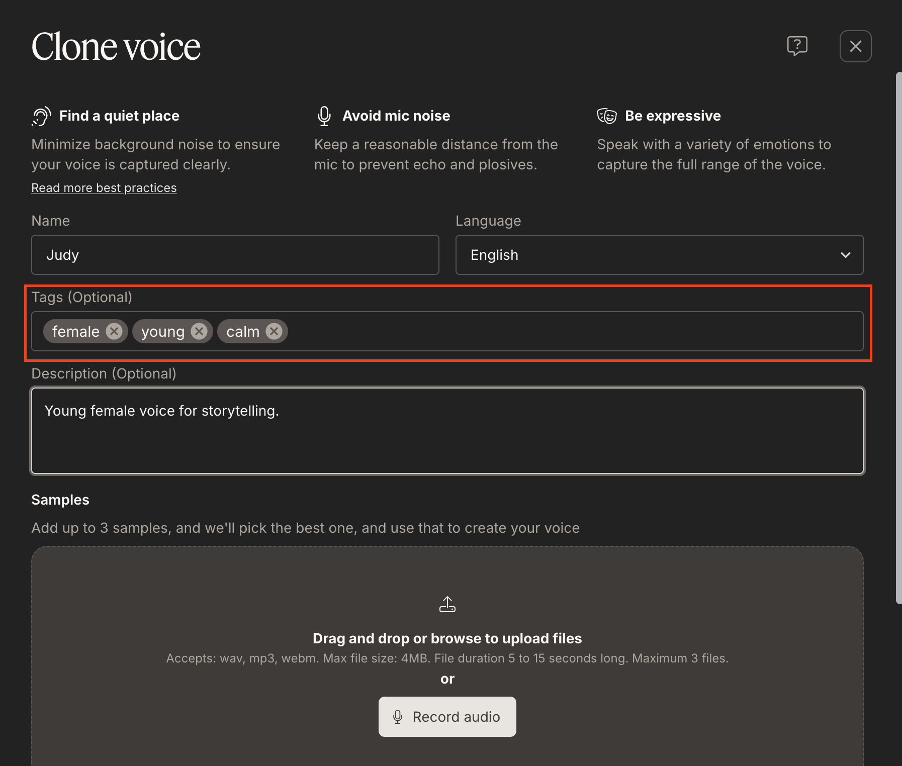 Voice tags