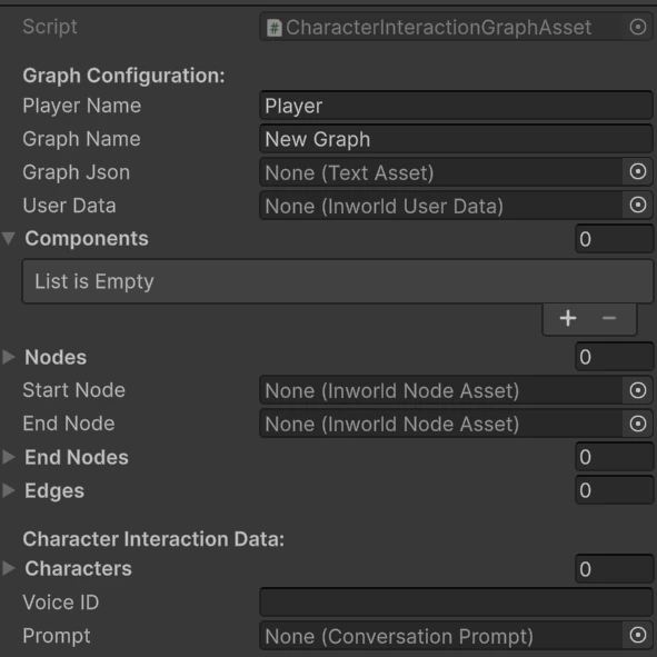 CharacterInteractionGraphAsset Unity Inspector