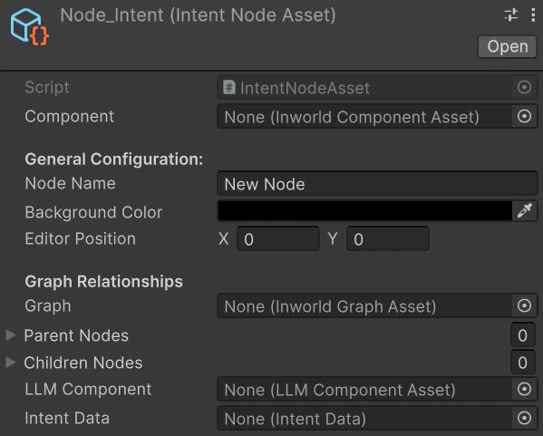 IntentNodeAsset Unity Inspector